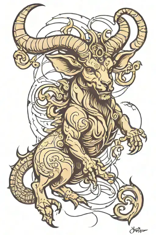 devil capricorn zodiac sign tattoo design idea