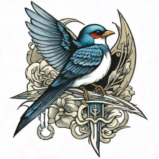 swallow bird and sword tattoo tattoo design idea