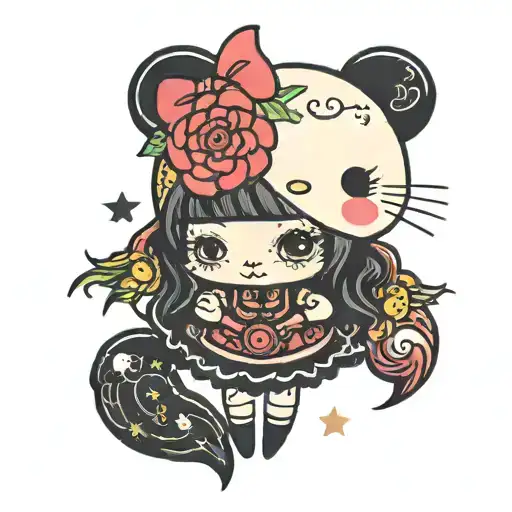 sanrio cinamoroll goth cutegore tattoo design idea