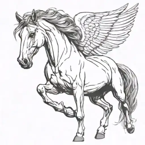horse wing wide open tattoo design idea