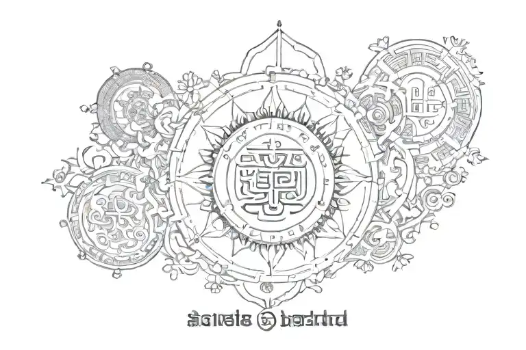i want a sanskrit and different language model disguised tattoo design idea