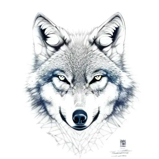 reflection of a wolf tattoo design idea