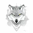 Lone wolf looking at its reflection in a lake tattoo design idea