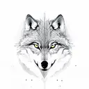 Lone wolf looking at its reflection in a lake tattoo design idea