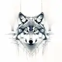 reflection of a wolf tattoo design idea
