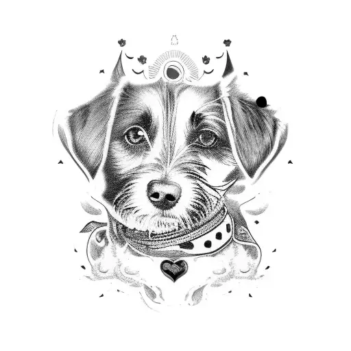 jack Russell, with paw prints and the name Lilly tattoo design idea
