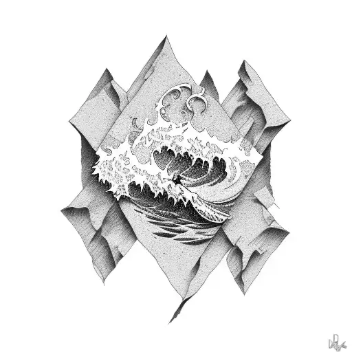 Rock Climbing a wave tattoo design idea