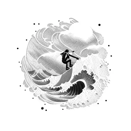 Climbing a wave tattoo design idea