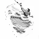 Rock Climbing a wave tattoo design idea