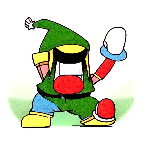 a right arm sleeve that features classic game characters, mainly from nintendo, make sure to include Link tattoo design idea