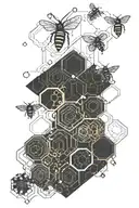 honeycomb and electronic circuit board design inspired tattoo design idea