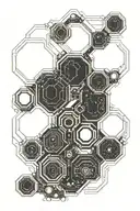 honeycomb and electronic circuit board design inspired tattoo design idea