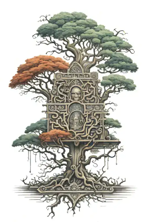 mayan codex the tree of the underworld tattoo design idea