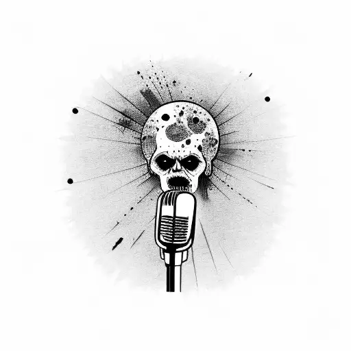 Zombie rockstar with a microphone tattoo design idea