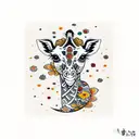 giraffes and moon stars gears flowers tattoo design idea