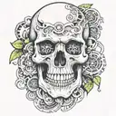 skull and bio mechanical tattoo design idea