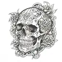 skull and bio mechanical tattoo design idea