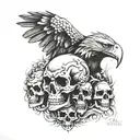 imperial  eagle head with skulls tattoo design idea