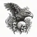 imperial  eagle head with skulls tattoo design idea