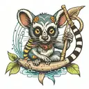 lemur fishing tattoo design idea