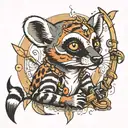 lemur fishing tattoo design idea