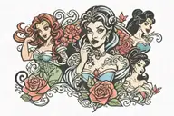 disney princess and villains chest tattoo  tattoo design idea