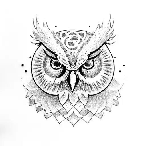 owl with blue eyes  tattoo design idea