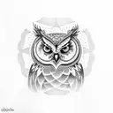 owl with blue eyes  tattoo design idea