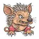 angry  headgehog popping balloons with its spikes tattoo design idea