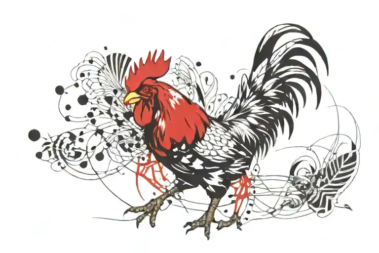 Rooster holding tattoo design idea