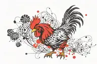 Rooster holding tattoo design idea