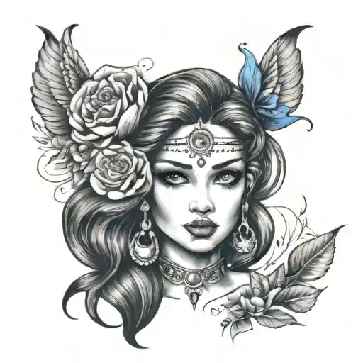 gypsy girl tattoo design idea