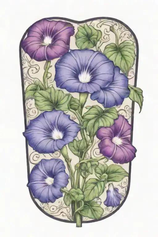 morning glory vine on a mushroom tattoo design idea