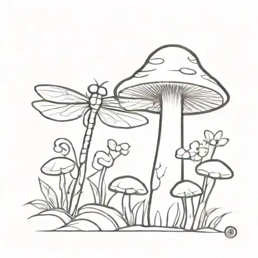mushroom, wood, dragonfly, trucker, electrician  tattoo design idea