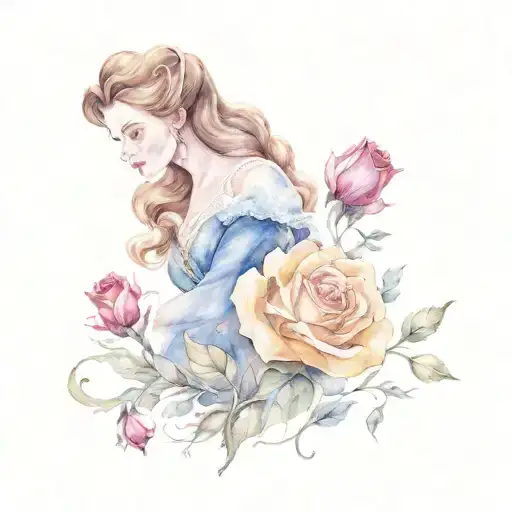 beauty and the beast shadowed tattoo design idea