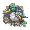 mallard duck as human hunter tattoo design idea