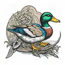 mallard duck as human hunter tattoo design idea