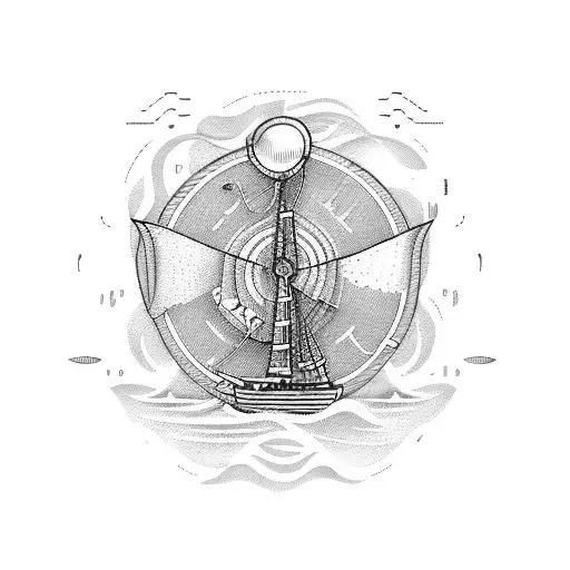 A music staff with waves and sailboats incorporated, symbolizing the client's love for both music and maritime sports tattoo design idea