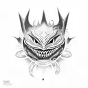 A mesmerizing dotwork tattoo featuring Gengar, Gastly, and Haunter surrounded by swirling shadows tattoo design idea