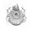 A mesmerizing dotwork tattoo featuring Gengar, Gastly, and Haunter surrounded by swirling shadows tattoo design idea