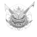 A mesmerizing dotwork tattoo featuring Gengar, Gastly, and Haunter surrounded by swirling shadows tattoo design idea