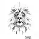 half an eagle half a lion with a writting over them in red "attitude" tattoo design idea