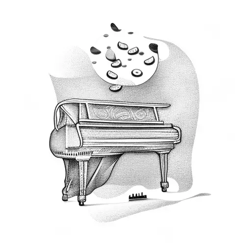 Piano with a double layered cookie on it tattoo design idea