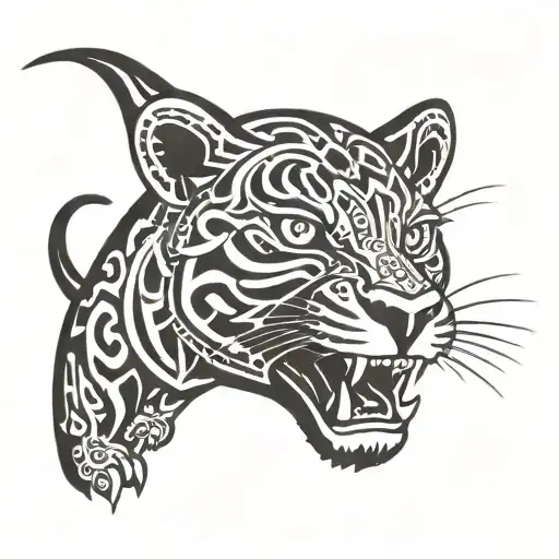 Tezcatlipoca jaguar climbing tattoo design idea