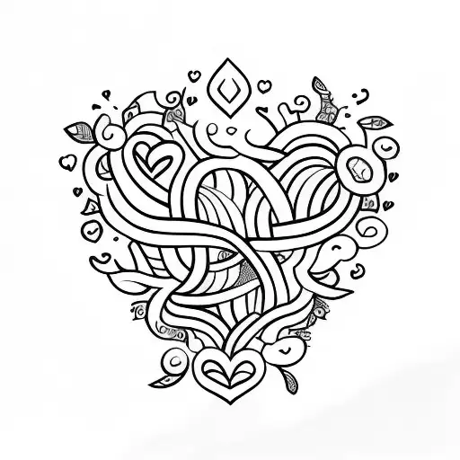 7 small hearts next to each other on the ribs tattoo design idea