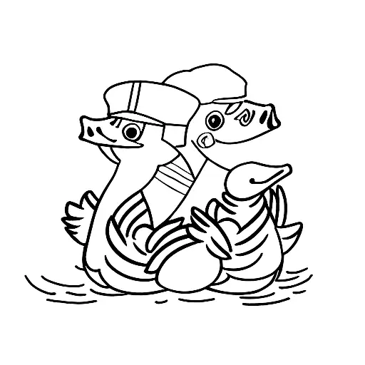 two ducks doing human stuff with a hat tattoo design idea