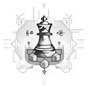 A chess piece composed of intricate software circuitry tattoo design idea