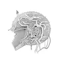 A chess piece composed of intricate software circuitry tattoo design idea