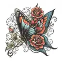 fairy, rose, butterfly  tattoo design idea