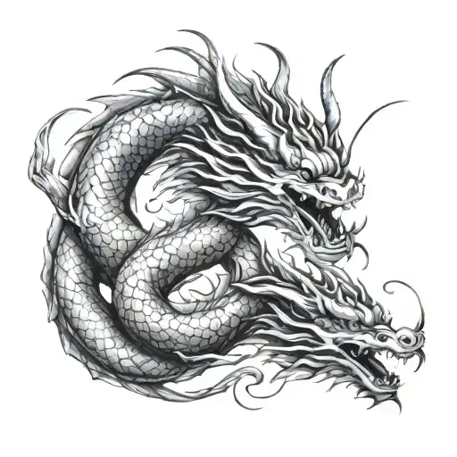 2 oriental dragon on collarbone tattoo design idea